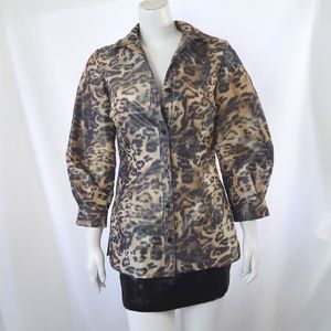 Carlisle- beautiful leopard button down front and back-taffeta look in polyester